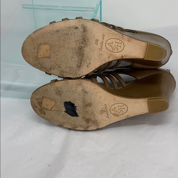 Ash Sz 39.5 Khaki Brown Leather Wedge - Picture 11 of 11